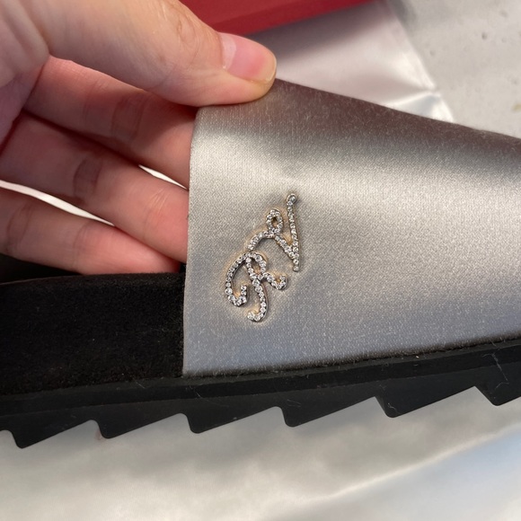 Roger Vivier Strass crystal silver gray slide sandals size 38/8 - Picture 3 of 6